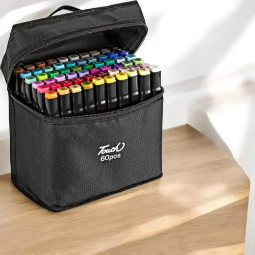 Kétoldalas 60 db-os marker szett fekete tárolótáskával